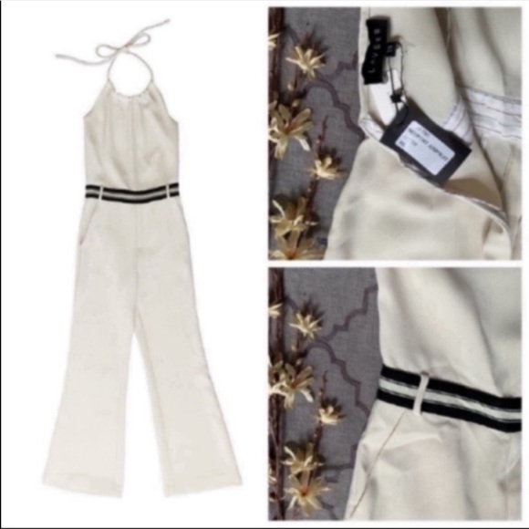 NWT-Anthropologie Sporty Chic Feminine Hepburn-Esque Wide Leg Low Back Jumpsuit - Picture 6 of 13
